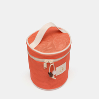 Sac cosmétique cylindrique en maille personnalisé, organiseur de maquillage portable pour voyage, trousse de toilette OEM ODM