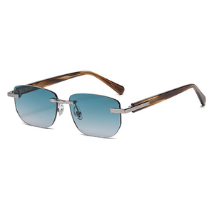 Gafas de Sol Rectangulares Unisex, Media Montura, Lentes Degradadas, 100% Protección UV, Protección Solar para Adultos - Product Image 1