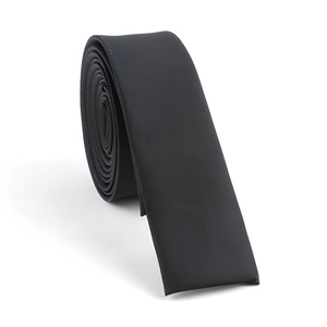 Nuova Cravatta Sottile Personalizzata in Puro Poliestere Nero con Punta Piatta per Uomo e Donna - Product Image 2