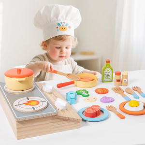 Jouets de cuisine en <span class=keywords><strong>bois</strong></span> Montessori pour l'éducation précoce, ensemble de cuisine factice, légumes, cuiseur à riz, outils de découpe, jouets musicaux - Product Image 1