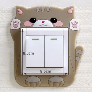 Autocollants de commutateur de dessin animé, autocollants muraux 3D en silicone chat mignon, autocollants lumineux pour interrupteur, décoration de la maison - Product Image 2