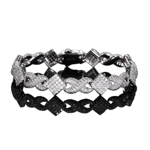 925 Sterling <b>Silver</b> Geometric Chain <b>Bracelet</b> Brilliant Round Diamond Trendy <b>Bracelets</b> Moissanite Everyday Wear Unisex Jewelry - Product Image 2