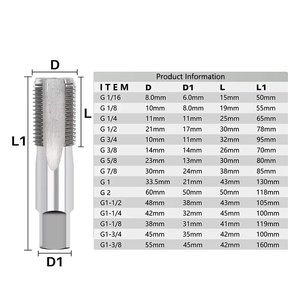 Taraud métrique en acier HSS Zorro/Sellena <span class=keywords><strong>G1</strong></span>/16-G3/8 Droit HRC45 Outil de <span class=keywords><strong>filetage</strong></span> - Product Image 6