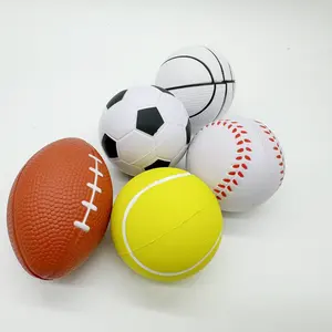 Bola tekanan busa PU 6.3CM Logo khusus bola Pit bola mainan Fidget Remas lembut untuk anak bisbol basket sepak bola