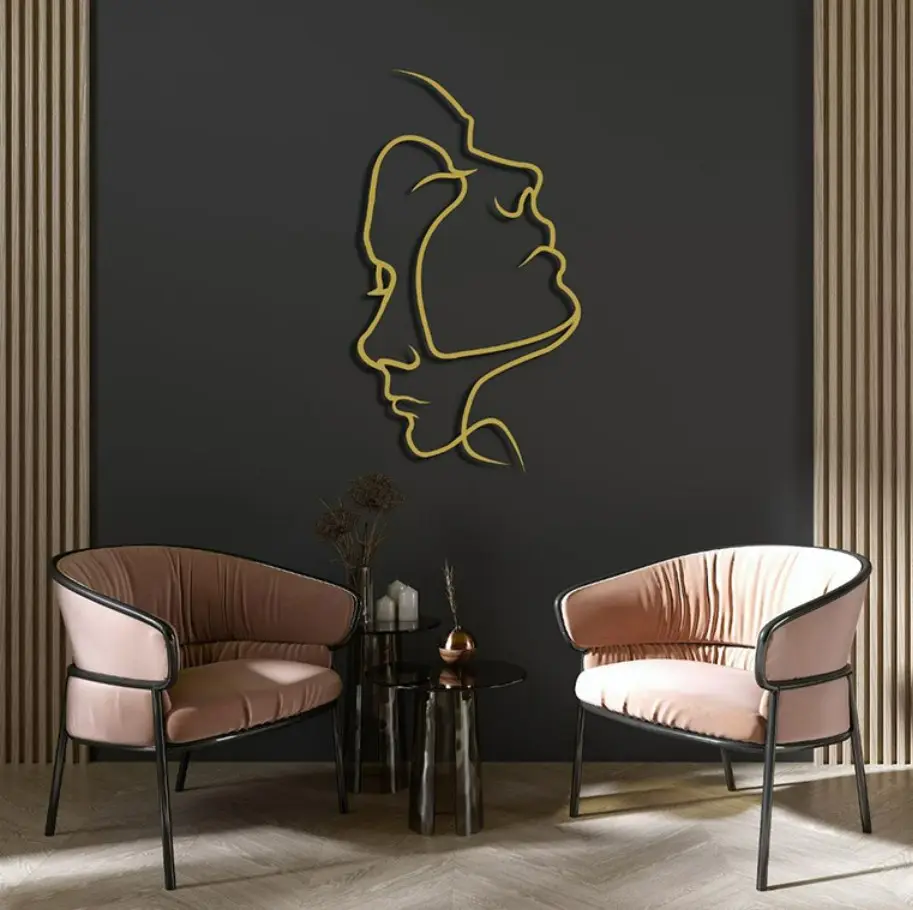 Персонаж пара Аватар украшение стены силуэт абстрактные линии металлические железные художественные настенные украшения