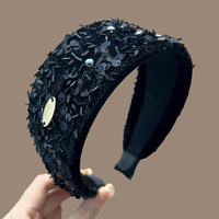 Nouveau noir paillettes arc pince à cheveux bandeau noir mode automne et hiver pince à cheveux grappin paillettes cheveux accessoire