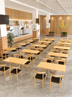 Ensemble table et chaises de restaurant rapide en bois, style minimaliste moderne, personnalisable, avec structure métallique, pour hôtel, cafétéria, salles à manger commerciales