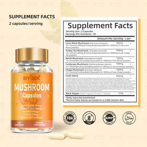 OEM ODM integratore alimentare Premium biologico personalizzato criniera di leone miscela di funghi capsule adattogeni - Product Image 4