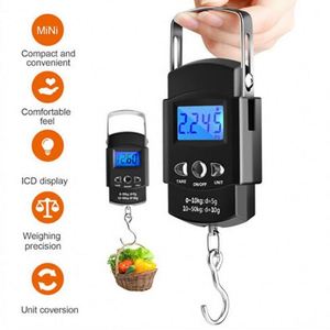เครื่องชั่งน้ำหนักกระเป๋าเดินทางแบบดิจิตอล LCD 50 กก. 110 ปอนด์  วัสดุ ABS/สแตนเลส ใช้แบตเตอรี่ พกพาสะดวก ใช้ชั่งน้ำหนักกระเป๋าเดินทาง ชั่งน้ำหนักปลาได้ - Product Image 5