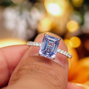 Blue Lab Grown Diamond <b>Ring</b> Custom Wedding <b>Ring</b> <b>Set</b> 18k <b>Gold</b> with Diamond Fashion Jewelry <b>Rings</b> - Product Image 1