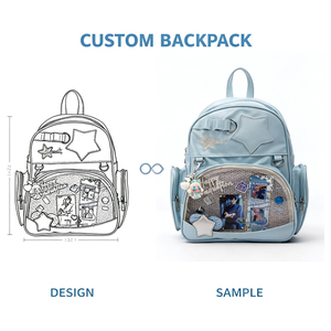 Mochila Ita Personalizada Estilo Lolita Kawaii Anime Escolar con Diseño de Bolsillo Transparente, Adorno de Lazo con Estrella en Relieve y Espacio para Exhibición de Pins - Product Image 1
