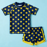 Ensemble de maillots de bain deux pièces pour garçons, respectueux de l'environnement, certifié OEKO-TEX, manches courtes, imprimé requin, short de bain, OEM