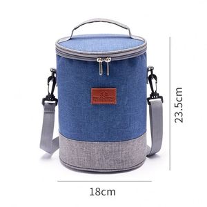 Round Thermal Insulation Lunch Bag for Women Kids Picnic Bento Box Cooler Tote Bags Food Carrier Storage Container Handbag - Product Image 2