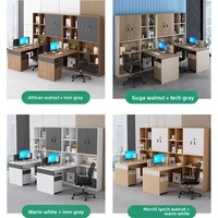 BGZ-218X Bureau de direction avec armoire haute, poste de travail comptable double face, table minimaliste moderne et chaise de personnel – Combinaison complète