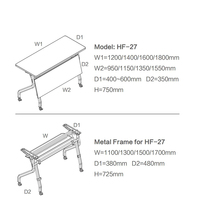 LIWEI Bureau pliant modulaire multifonctionnel en métal moderne avec roulettes, tables de conférence, salles de formation, postes de travail de bureau - Durable
