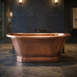 Baignoire en cuivre martelé, finition patine émaillée indienne, sur pieds, vente en gros - Product Image 2
