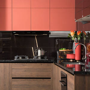 تصميم مطبخ أوبين 2019 بألوان برتقالية جريئة مطلية على الخزائن - Product Image 6