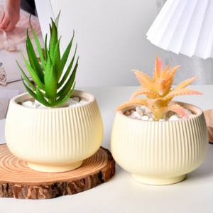 <span class=keywords><strong>Pot</strong></span> de fleurs en céramique, style crème, simple, décoration florale de bureau, <span class=keywords><strong>pot</strong></span> de plante, plante succulente, plantation poreuse, verdure - Product Image 1