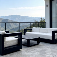 Muebles de Jardín de Lujo, Sofá de Aluminio para Exteriores, Conjunto de Sofá y Mesa de Centro para Patio