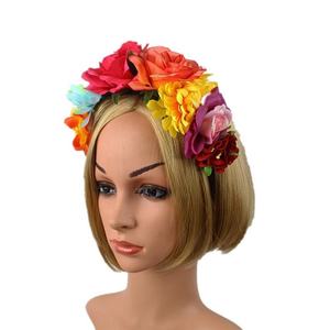 Diadema de flores Decoración de Fiesta Mexicana Dia de Los Muertos Día de los muertos Tocado Cabinas de fotos - Product Image 4