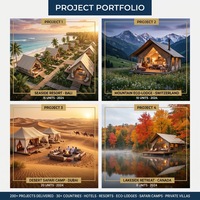 Tente de safari de luxe personnalisée en forme de A, avec structure en bois et toile, pour glamping, hôtel-resort et hébergement