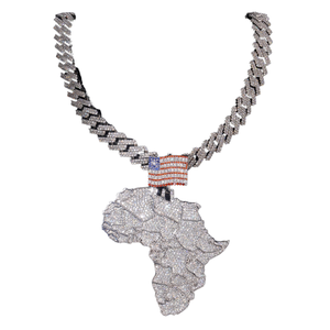 Colgante de mapa grande de moissanita preconfeccionado, chapado en plata 925, estilo Hip Hop Rapper Iced Out, tamaño grande, unisex - Product Image 1