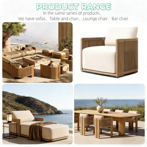 Muebles de Jardín de Diseño Moderno, Madera de Teca, Resistentes al Agua, con Brasero, Conjuntos de Sofás para Exteriores, Patio, Jardín de Lujo - Product Image 6