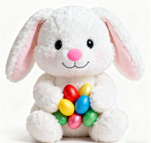 Peluche Lapin Blanc Mignon à Oreilles Tombantes avec Rembourrage en Polyester et Coton PP, Design Animal Créatif, Cadeau d'Anniversaire pour Enfants - Product Image 1