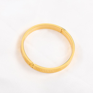 Titanium Steel Gold Plated Swastika Character <b>Bracelet</b> Buddhism Round <b>Bangle</b> XYB0003 Summer 2022 - Product Image 2