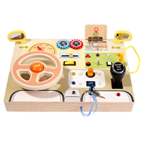 Tableau d'activités en bois avec éclairage LED, jouet éducatif Montessori pour enfants de 3 à 6 ans, volant et panneau de commande