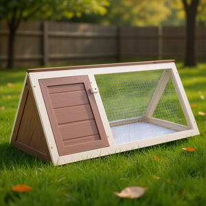 Cage à lapin en bois brun D0100HHY136, durable pour l'extérieur, logement pour petits animaux - Product Image 2