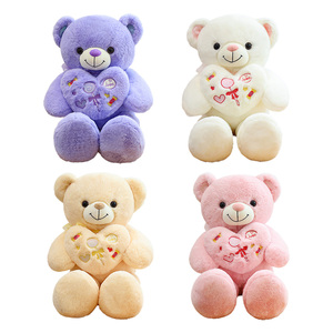 Custom <b>Pink</b> Purple Heart-shaped Teddy <b>Bear</b> Plush Toy love White Beige <b>Bears</b> Stuffed Animal Dolls Valentine's Day Large Pillow - Product Image 5