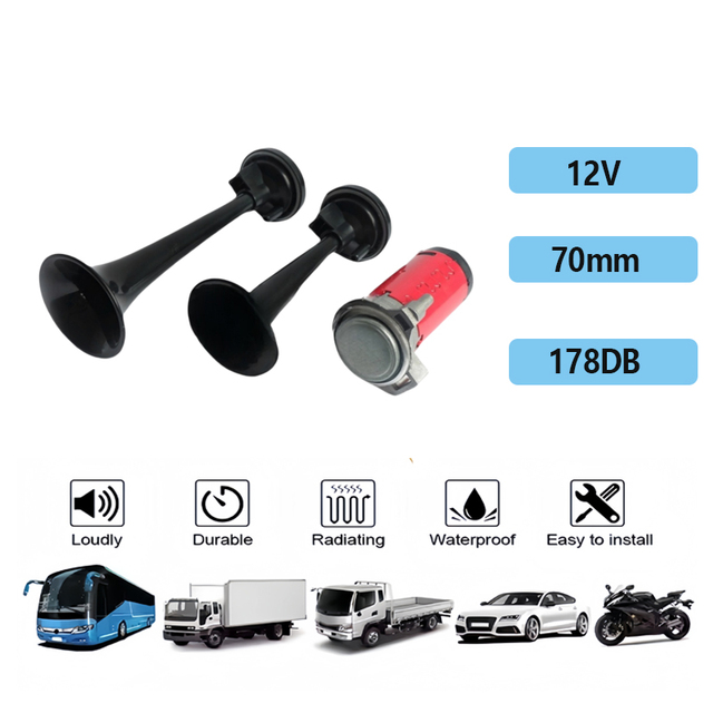Red Small Mini Plastic Car Air Horn 12V 178DB for Motorcycle Bus Horn