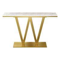Table console Tribesigns avec plateau en faux marbre, table d'entrée longue et moderne avec cadre doré, table de canapé