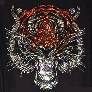 Tigre Rhinestone transferencia hierro en calor cristal diseño motivo para camiseta - Product Image 1