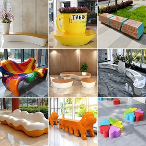 Banc et chaise longue décoratifs créatifs en fibre de verre pour parcs, places publiques et centres commerciaux - Product Image 3