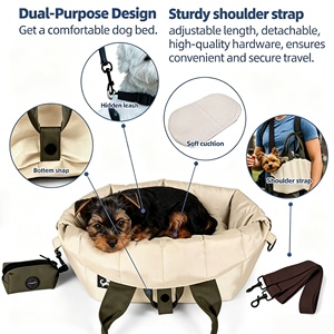 กระเป๋าใส่สัตว์เลี้ยงแบบมีฉนวนกันความร้อน กระเป๋าหิ้วสะดวกสำหรับแมวและสุนัข เหมาะสำหรับการเดินทางพักผ่อน สีพื้น กระเป๋าใส่สัตว์เลี้ยงสำหรับเดินทางในรถยนต์ - Product Image 4