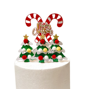 ท็อปเปอร์เค้กคริสต์มาสอะคริลิค รูปน้ำตาลและขนมหวาน ตกแต่งด้วยไม้เท้าหวานๆ สำหรับงานปาร์ตี้วันหยุด - Product Image 5