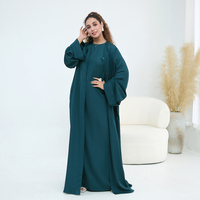 Nouvelle Abaya 2026 pour Femme, Robe Musulmane Couleur Unie Grande Taille, Cardigan Modeste, Abaya Ouverte de Dubaï avec Hijab