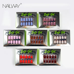 Nailway reutilizable 30 piezas azul océano brillante <span class=keywords><strong>Color</strong></span> sólido <span class=keywords><strong>palo</strong></span> Artificial en <span class=keywords><strong>uñas</strong></span> almendra Prensa en <span class=keywords><strong>uñas</strong></span> - Product Image 2