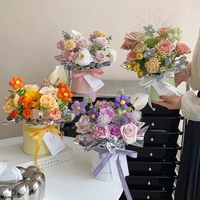 Lot de boîtes cadeaux rondes pour bouquets, boîte à fleurs de luxe, emballage de roses recyclées, mini boîte cadeau pour fleurs