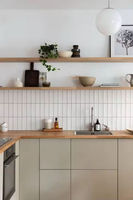 Vermonhouzz Cuisine Moderne Bicolore Personnalisée, Armoire de Cuisine Scandinave en Forme de L avec Four Encastré