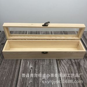Boîte à fleurs en bois rectangulaire de 8 cm de haut avec couvercle en verre pour emballage de bijoux, style personnalisable - Product Image 2