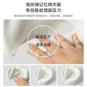 Oreiller de voyage en mousse à mémoire de forme en forme de U Tongtian, portable, pour le bureau et l'avion - Product Image 2