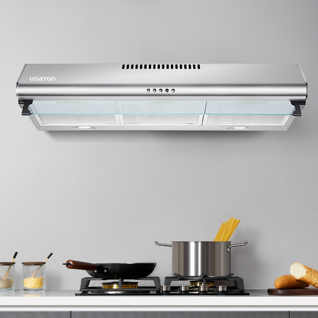 Hot Selling 3 Speed Electric Kitchen Slim Hood Push Control Smoke Suction with Painted Color Smart Kitchen Hood