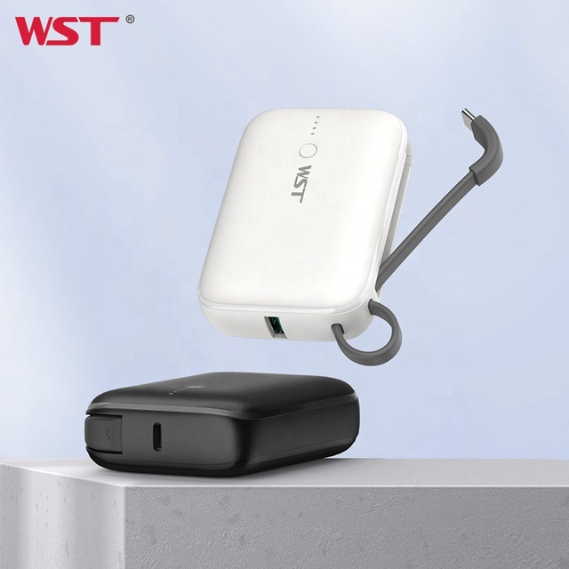WST Banco De Potencia Power Banks Consumer Electronics Mobile Phone Fast Charging PD 20W Mini 10000mah Built in Cable Power Bank
