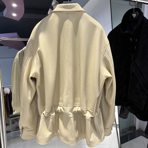 Giacca in Vera Pelle di Pecora per Donna, Autunno 2026, Elegante Cappotto Lungo Oversize con Colletto Alto - Product Image 3