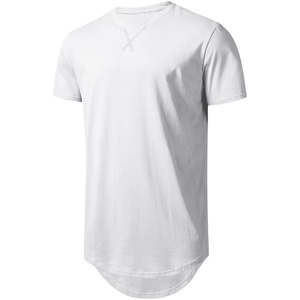 Custom Logo Printed Mens Hipster Longline T-Shirt Drop Cut Scallop <b>Long</b> Tail Regular Fit Bodybuilding Gym Muscle Workout - Product Image 1