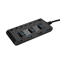 Hub USB haute vitesse 7-en-1 avec interrupteur individuel Adaptateur 3.0 5Gbps pour ordinateur portable Hubs USB Stock de transfert de données multi-ports disponible
