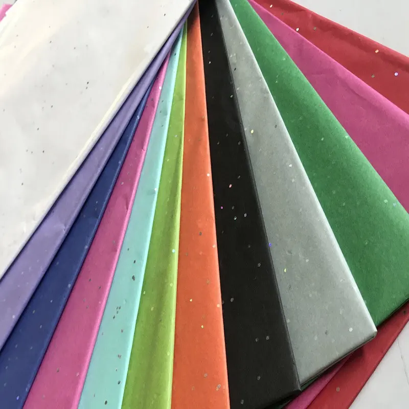 White Sparkle Sparkly Glitter Benutzer definiertes Regenbogen-fluor zieren des Seidenpapier Personal isiertes holo graphisches Seidenpapier